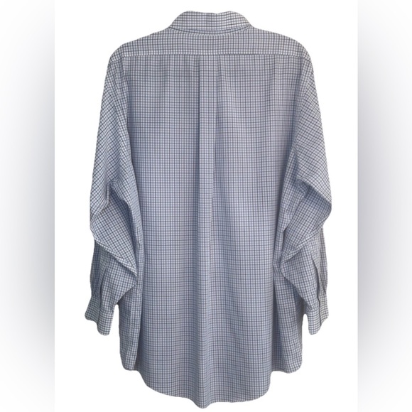 Brooks Brothers Non Iron Traditional Fit Dress Shirt Blue White Check Mens 17 33 - Picture 3 of 9